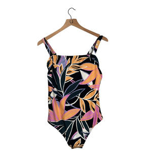 Kona Sol Tropical One Piece Square Neck Corset Back Modest Women's Plus Size 18W